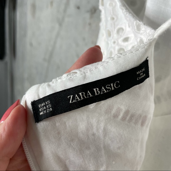 ZARA Cutwork Embroidered Eyelet White Dress sz XS - Picture 9 of 12